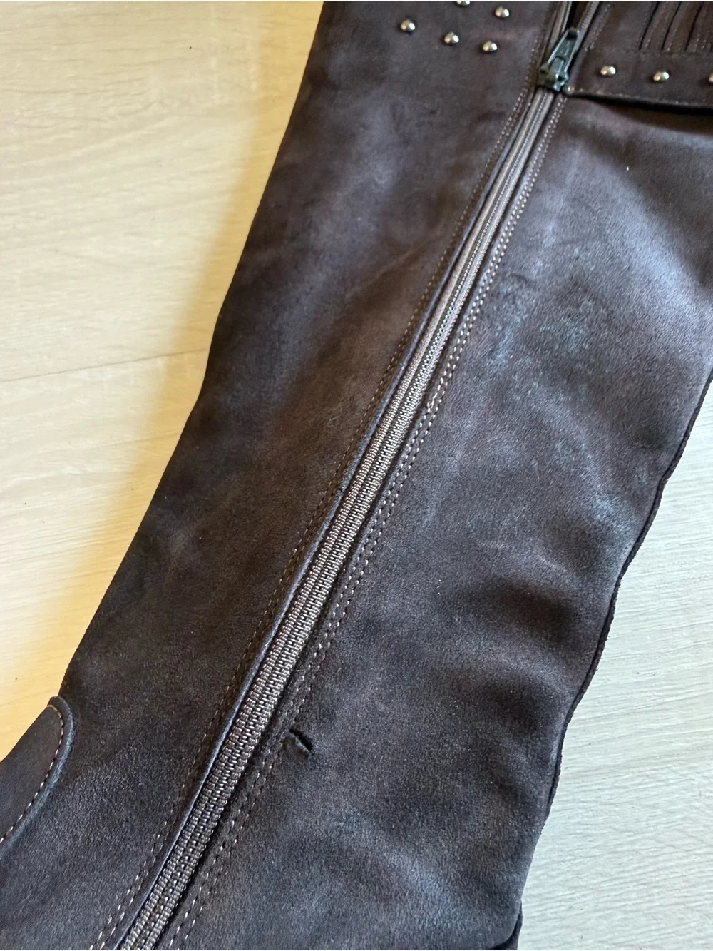 Emanuele Crasto Italy Brown Suede Studded Knee High Boots Women’s EU 38